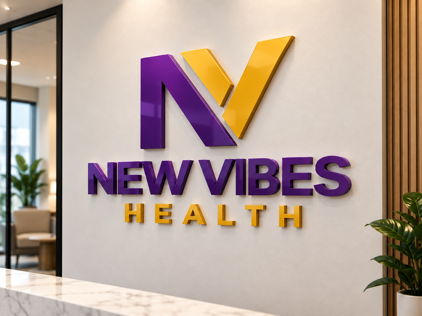 Custom Acrylic 5MM Solid Sign for New Vibes Health