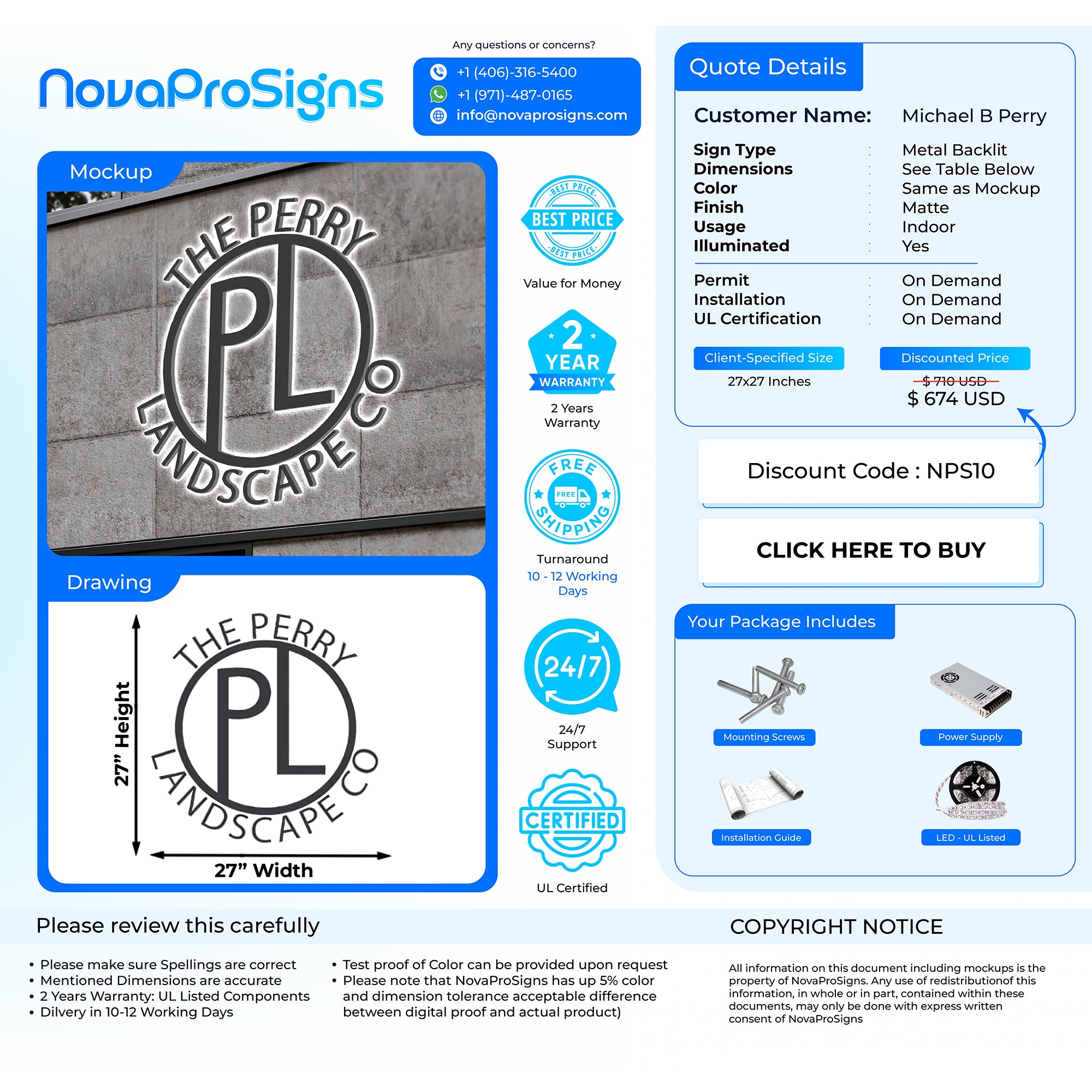 CUSTOM SIGNS FOR Michael B Perry