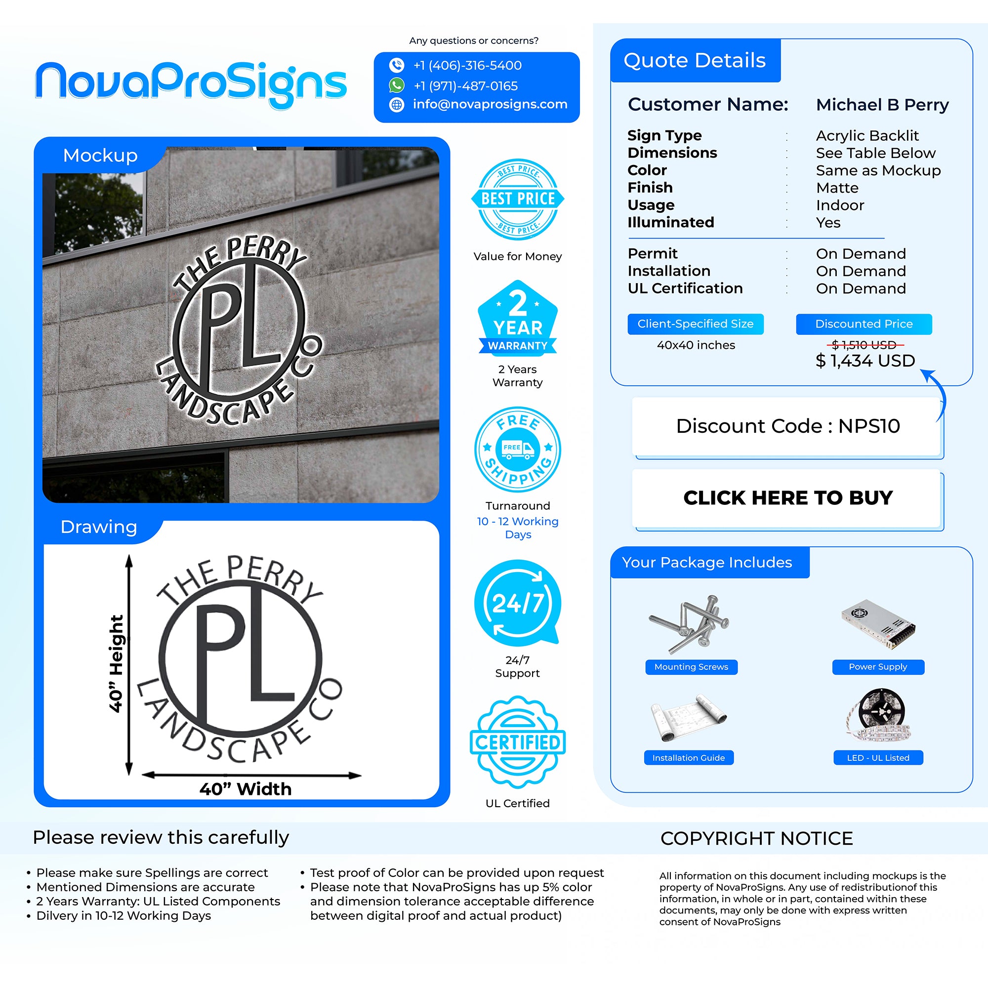CUSTOM SIGNS FOR Michael B Perry