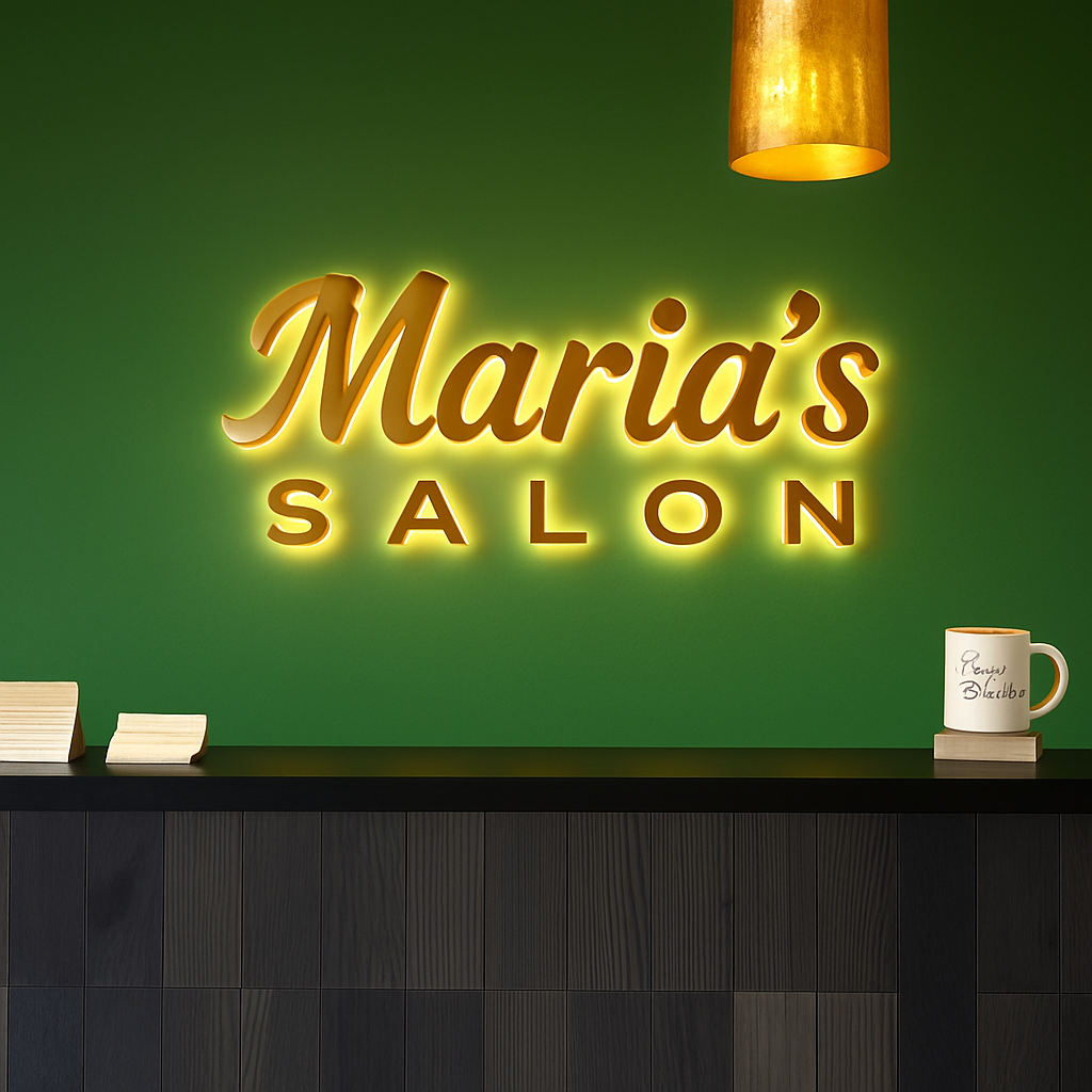 Custom 3D Metal Backlit Sign for Maria Collini