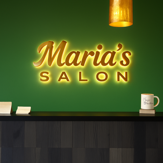 Custom 3D Metal Backlit Sign for Maria Collini