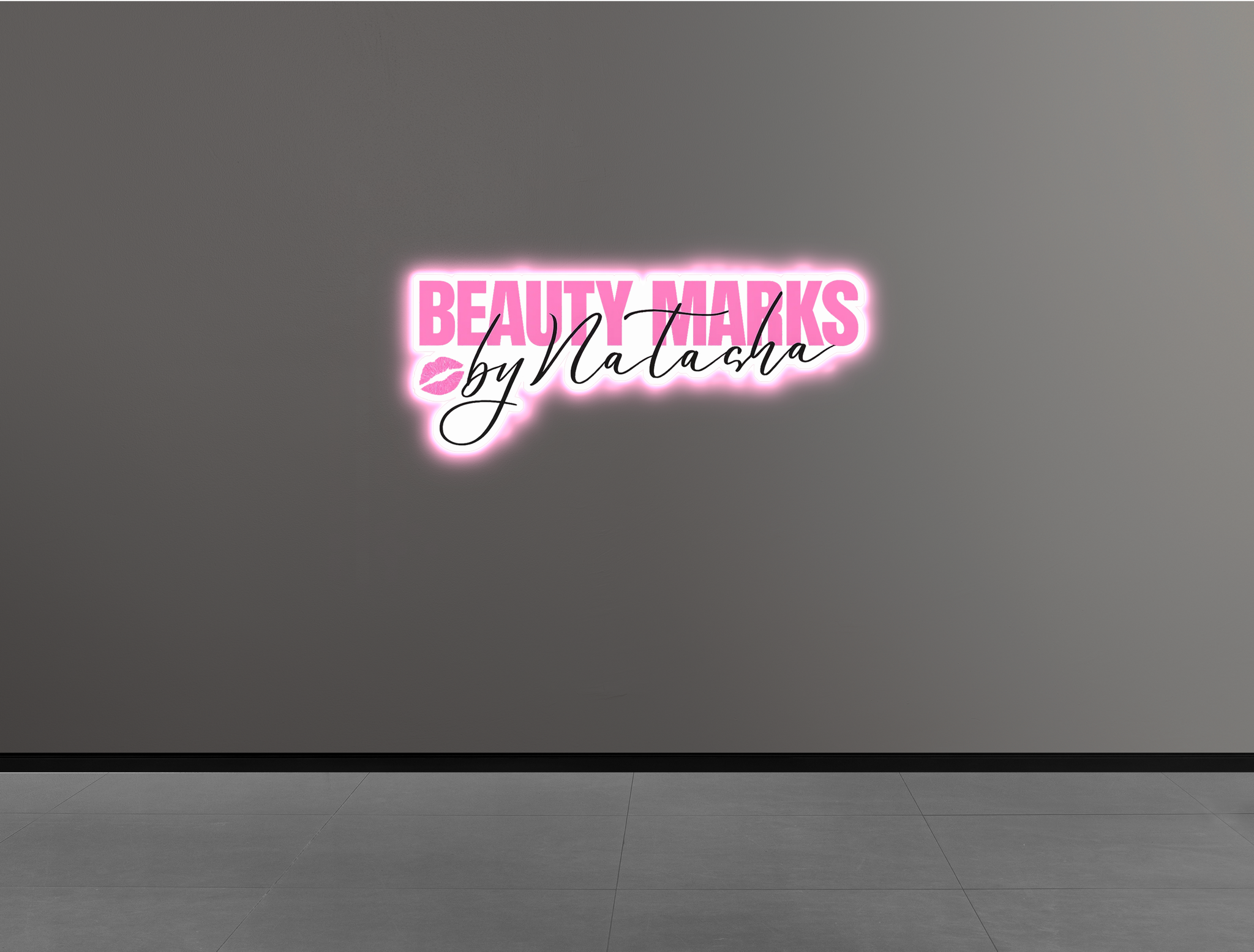 Custom Acrylic backlit Sign for Beauty Marks by Natasha