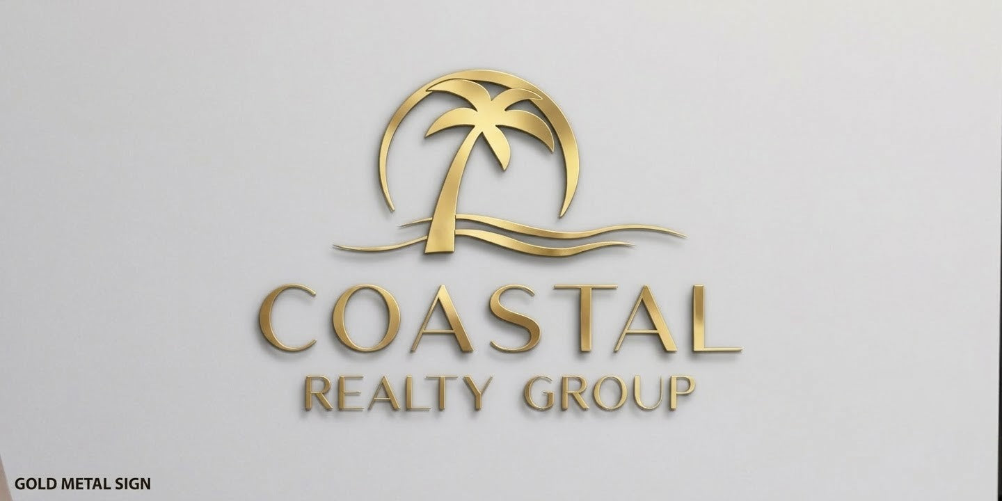 Custom Fabricated Gold Metal Sign (non-lit) For Coastal Realty Group - Nova Pro Signs