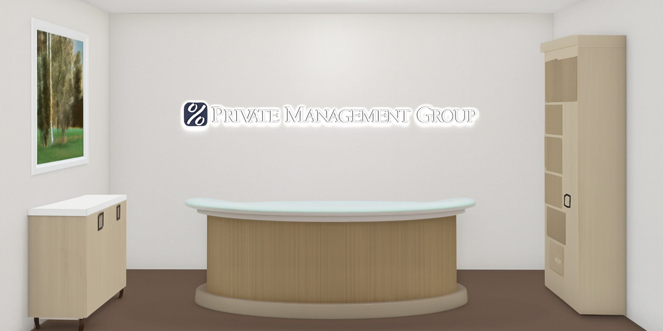 Custom 3D Metal Backlit Sign of Private Management Group - Nova Pro Signs