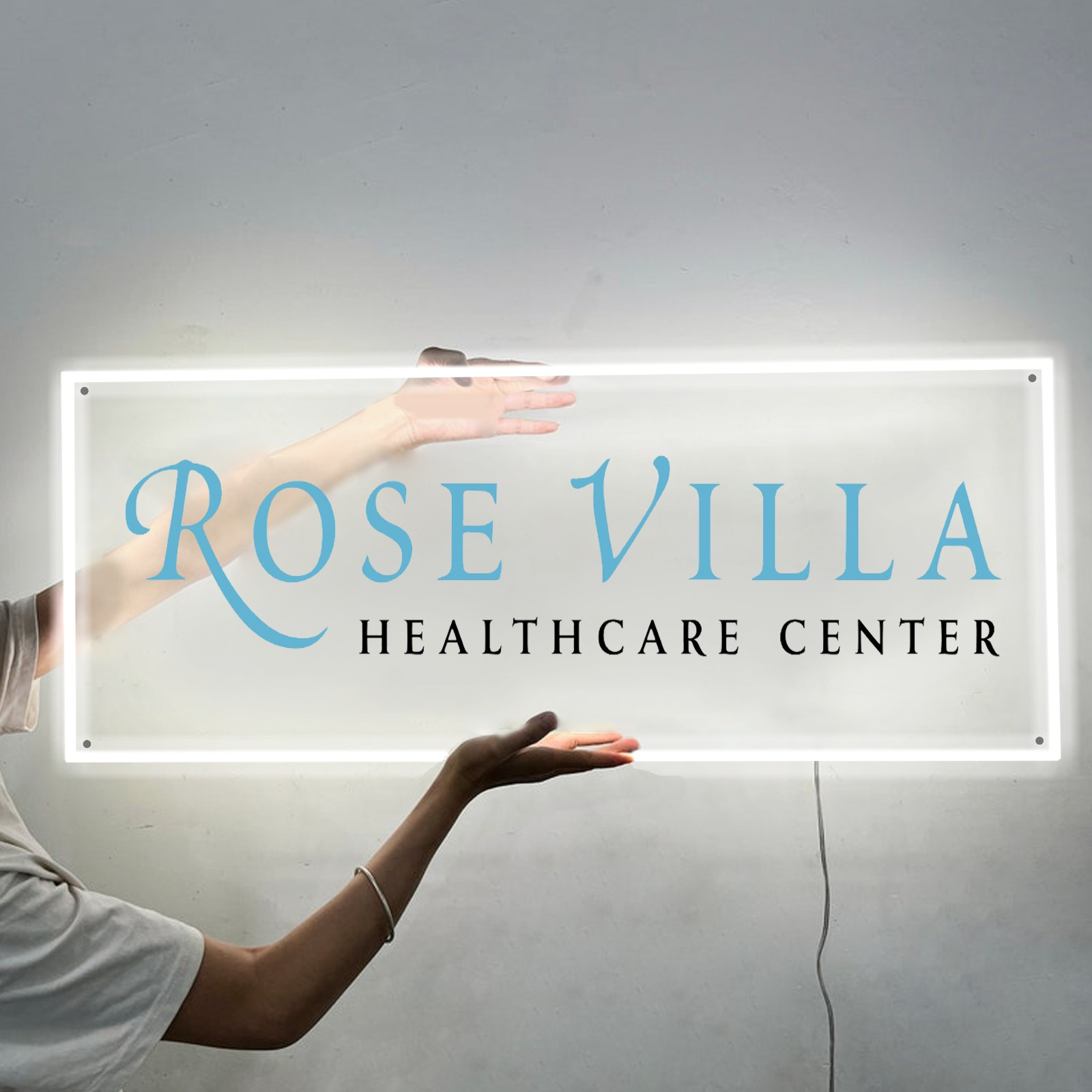 Custom Acrylic backlit Sign for Rose Villa Healthcare Center
