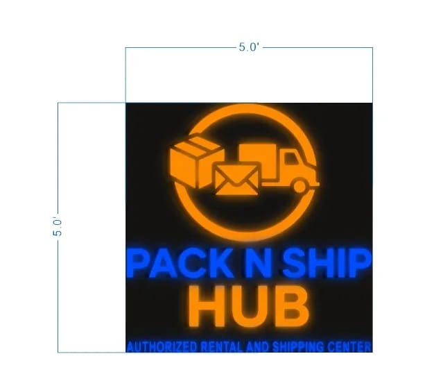 Custom 3D Frontlit Channel Sign for PACK N SHIP HUB - Nova Pro Signs
