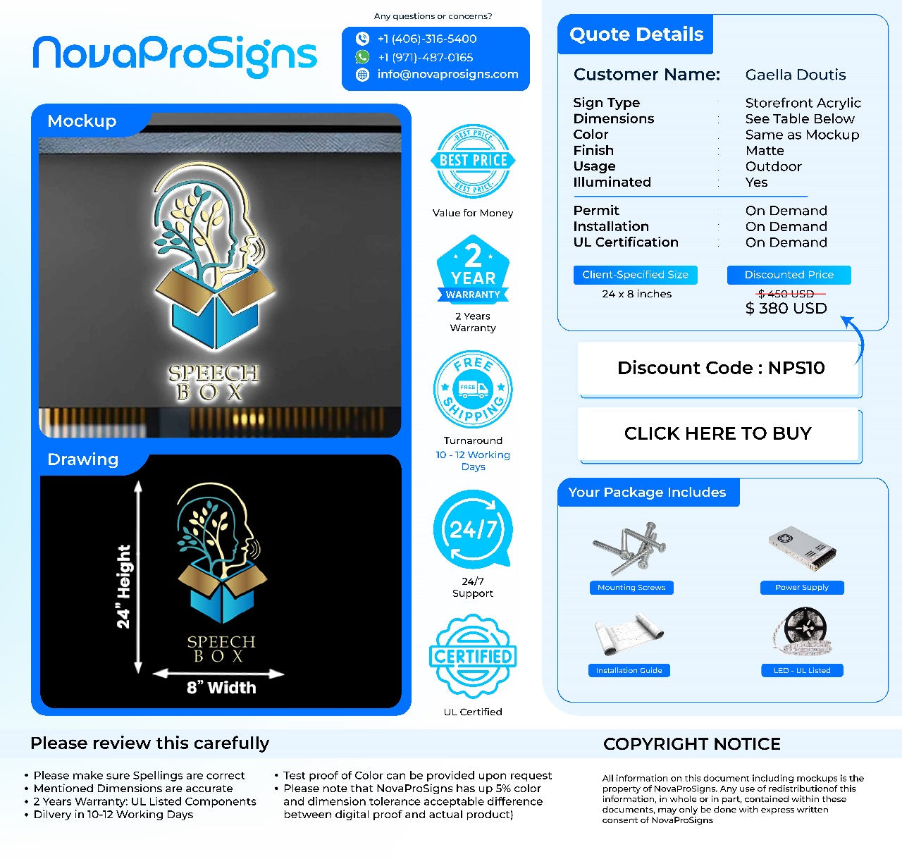 CUSTOM SIGN FOR Gaella Doutis