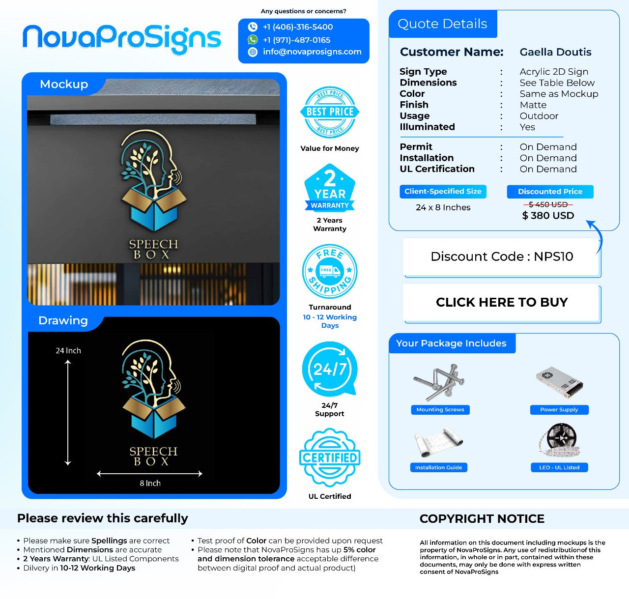 CUSTOM SIGN FOR Gaella Doutis