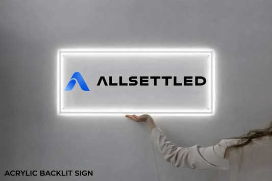 Custom Acrylic backlit Sign for AllSettled