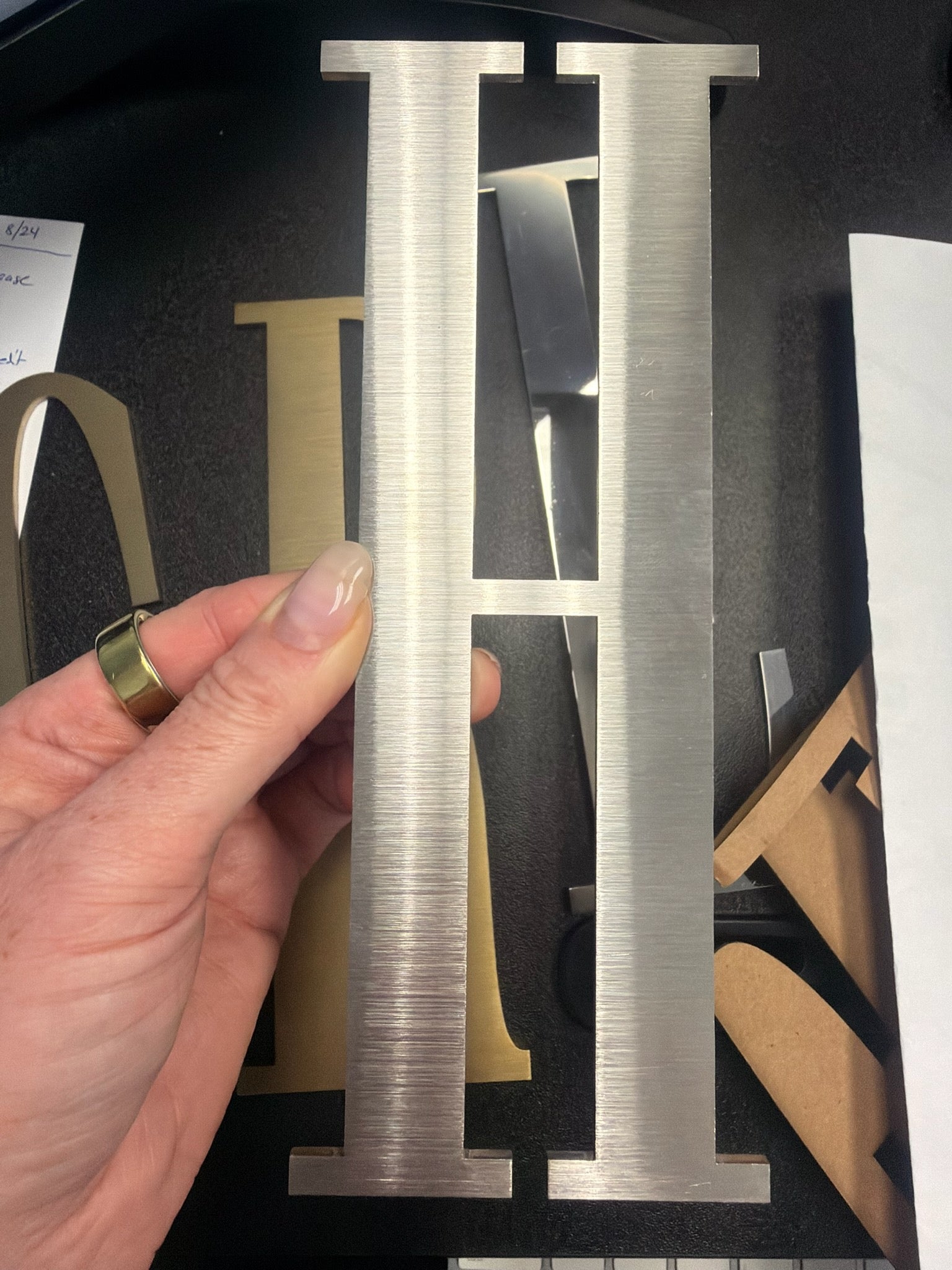 Custom Fabricated Stainless Steel Sign for Jess Garrett