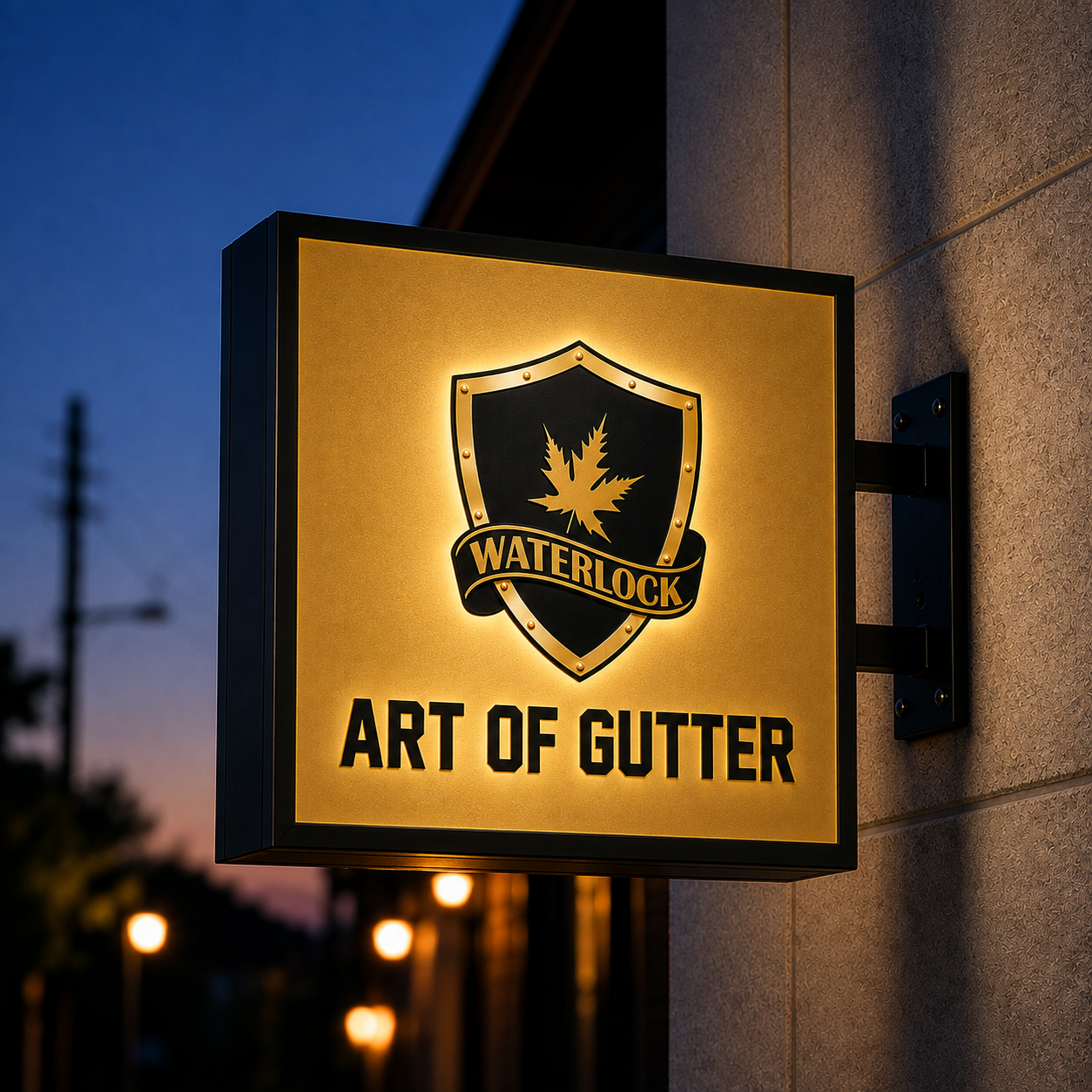Custom Lightbox Sign for Water lock Art of Gutters