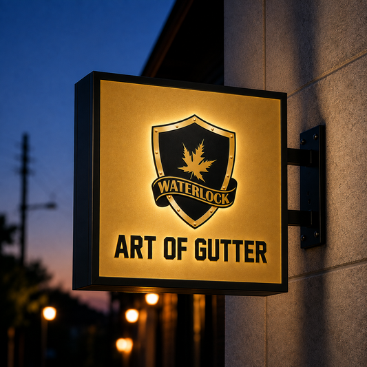 Custom Lightbox Sign for Water lock Art of Gutters