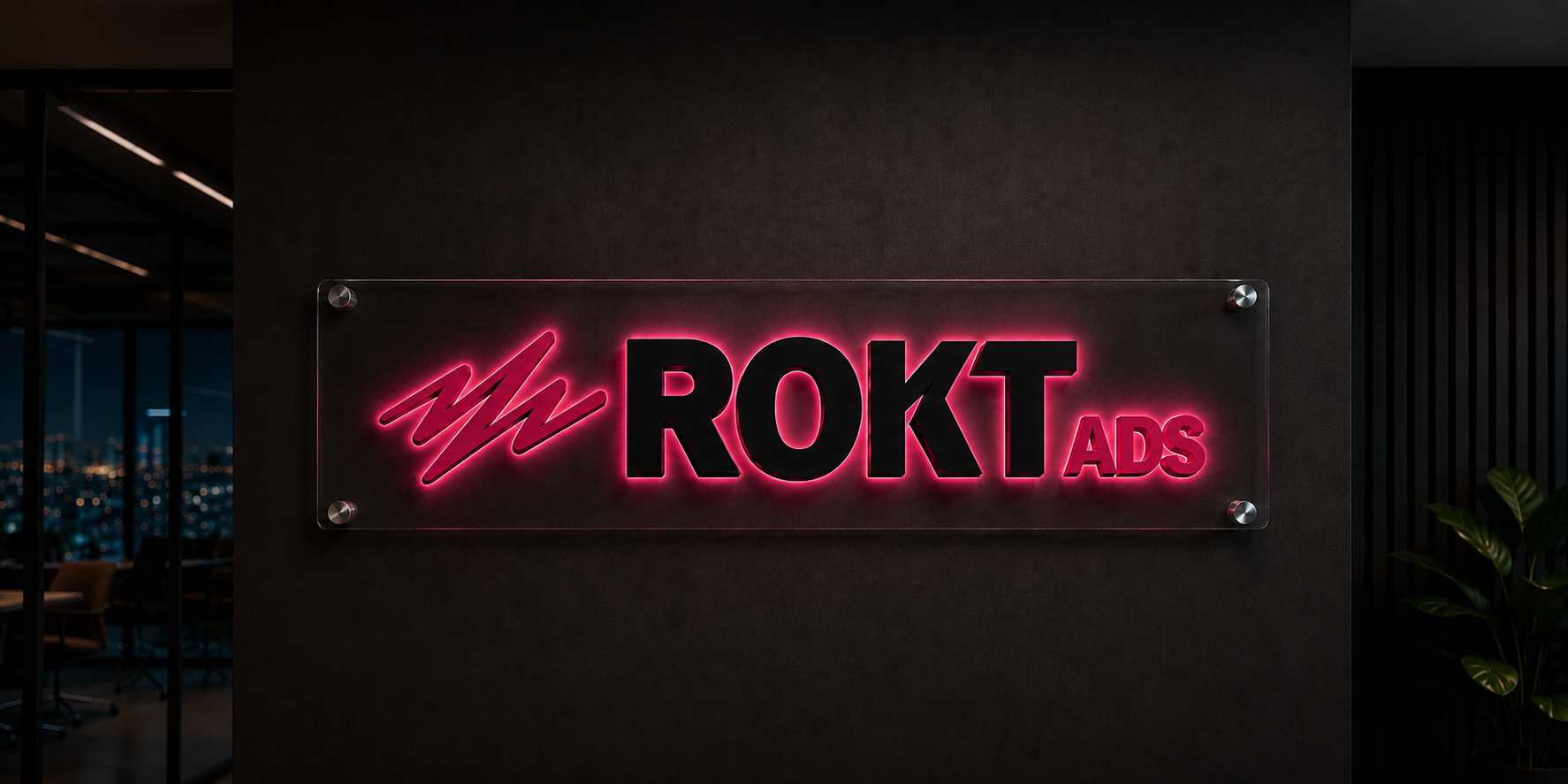 Custom 3D Metal Backlit Sign with Backboard for ROKT ADS