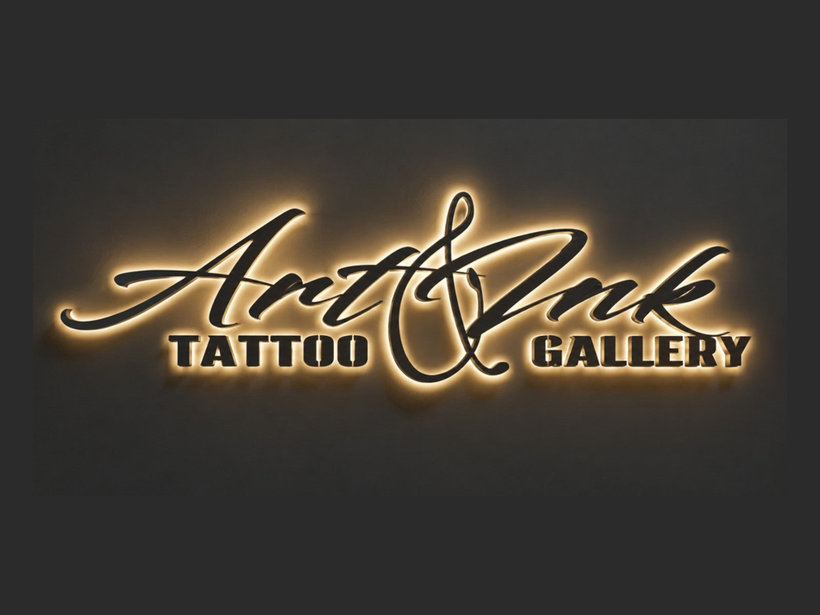 Halo-lit metal letters for Art and Ink Tattoo Gallery