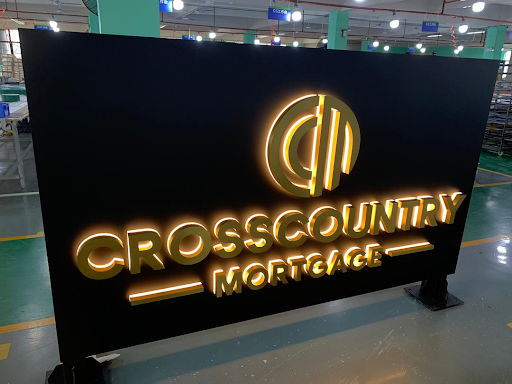 Custom Double Sided Metal Backlit Sign for Cross Country Mortgage with 50% Remaining